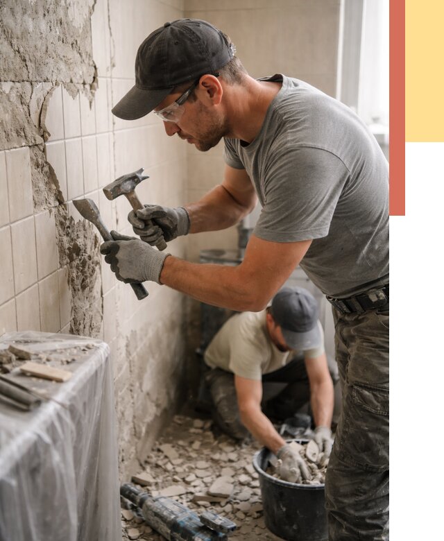 Демонтаж плитки со стен в Кронштадте от 887 руб. — быстро и недорого | ОТДЕЛОЧНИК-Крн