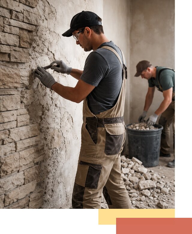 Демонтаж декоративного камня в Кронштадте профессионально и безопасно