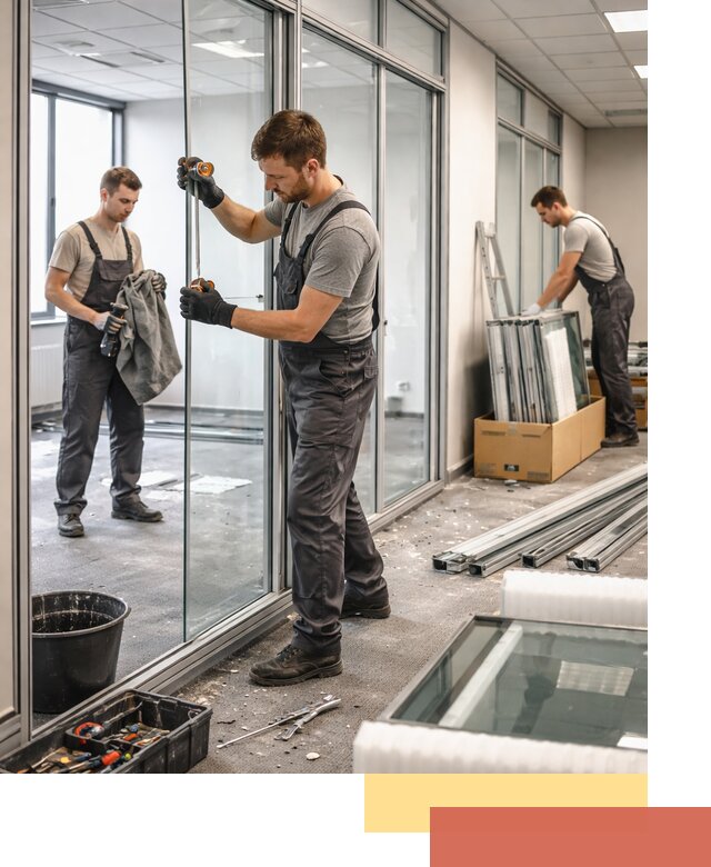 Демонтаж стеклянных перегородок в Кронштадте быстро и безопасно