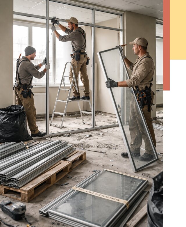 Демонтаж алюминиевых перегородок в Кронштадте от 4382 руб. — быстро и недорого | ОТДЕЛОЧНИК-Крн