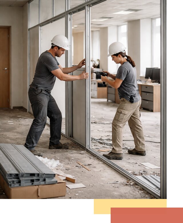 Демонтаж алюминиевых перегородок в Кронштадте быстро и аккуратно