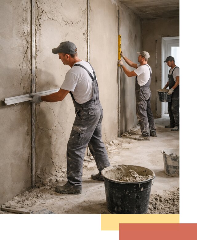 Штукатурка стен по маякам в Кронштадте — точная и ровная поверхность