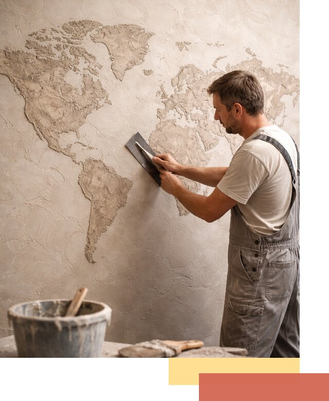 Декоративная штукатурка «Карта мира» под ключ в Кронштадте