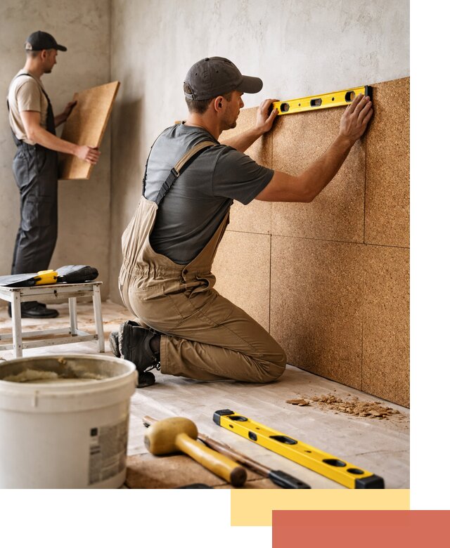 Монтаж пробковых панелей на стены в Кронштадте быстро и качественно