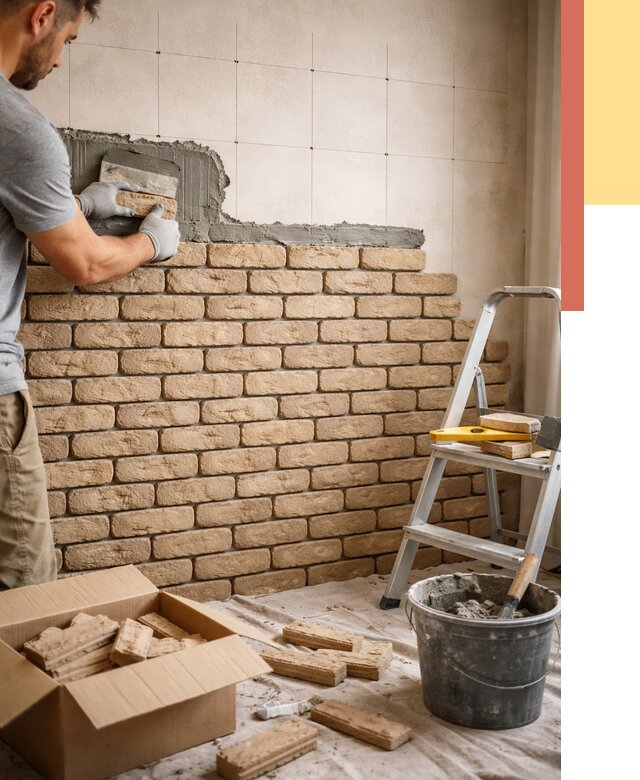 Монтаж декоративного кирпича в Кронштадте от 3339 руб./м² — быстро и недорого | ОТДЕЛОЧНИК-Крн