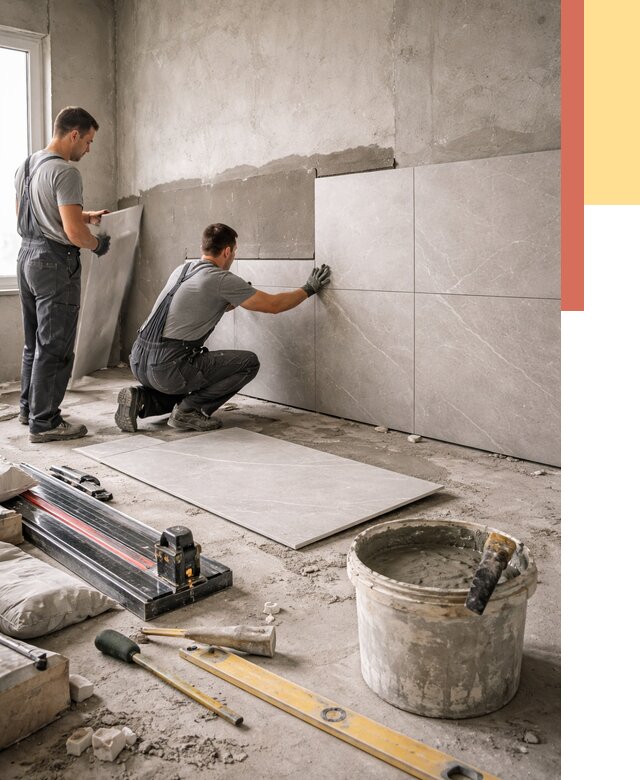 Облицовка стен керамогранитом в Кронштадте от 4382 руб./м² — услуги под ключ | ОТДЕЛОЧНИК-Крн