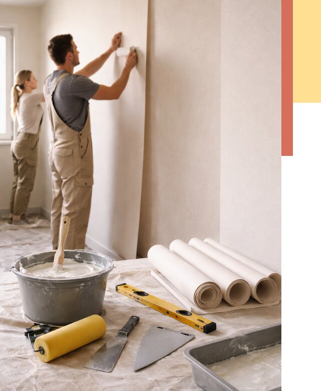 Поклейка бумажных обоев в Кронштадте от 5739 руб./м2 — быстро и недорого | ОТДЕЛОЧНИК-Крн