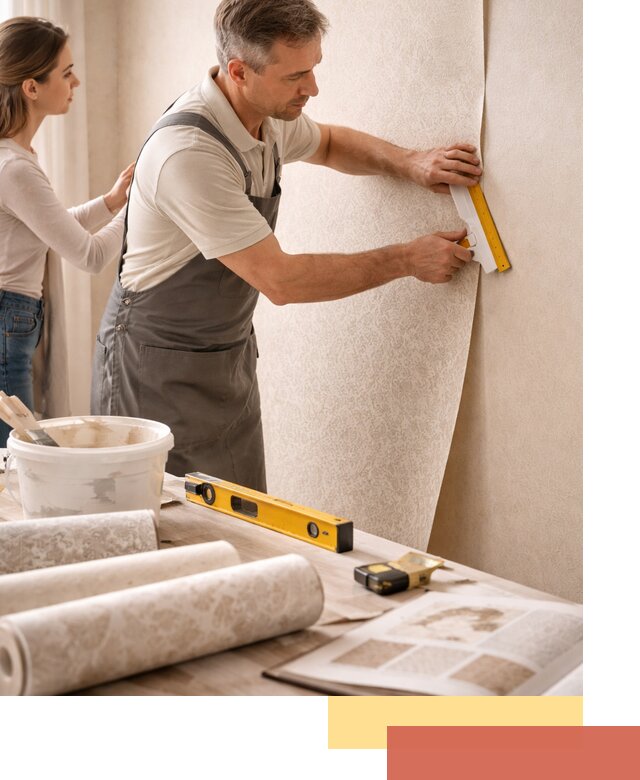 Поклейка обоев с подбором рисунка в Кронштадте