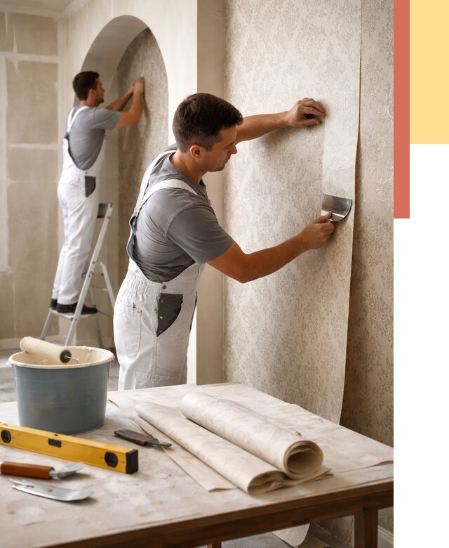 Поклейка обоев на сложные стены в Кронштадте от 2922 руб. под ключ | ОТДЕЛОЧНИК-Крн