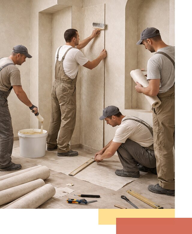 Поклейка обоев на сложные стены и неровные поверхности в Кронштадте