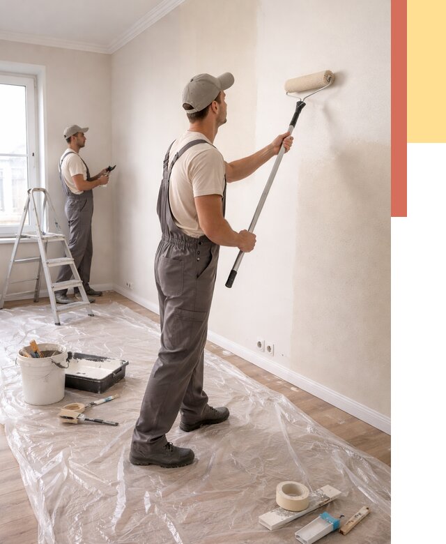 Покраска стен акриловой краской в Кронштадте от 3652 руб./м² — быстро и недорого | ОТДЕЛОЧНИК-Крн