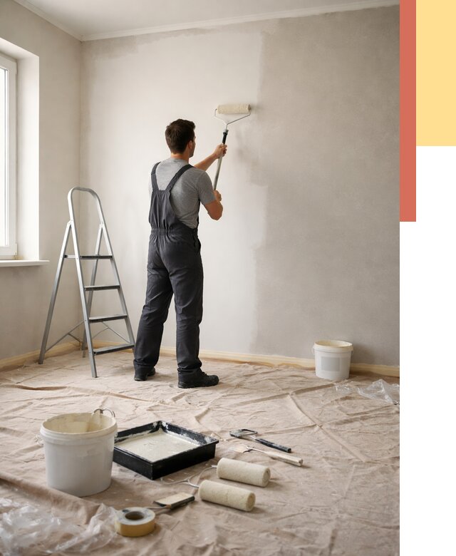 Покраска стен моющейся краской в Кронштадте от 365 руб./м² — быстро и недорого | ОТДЕЛОЧНИК-Крн