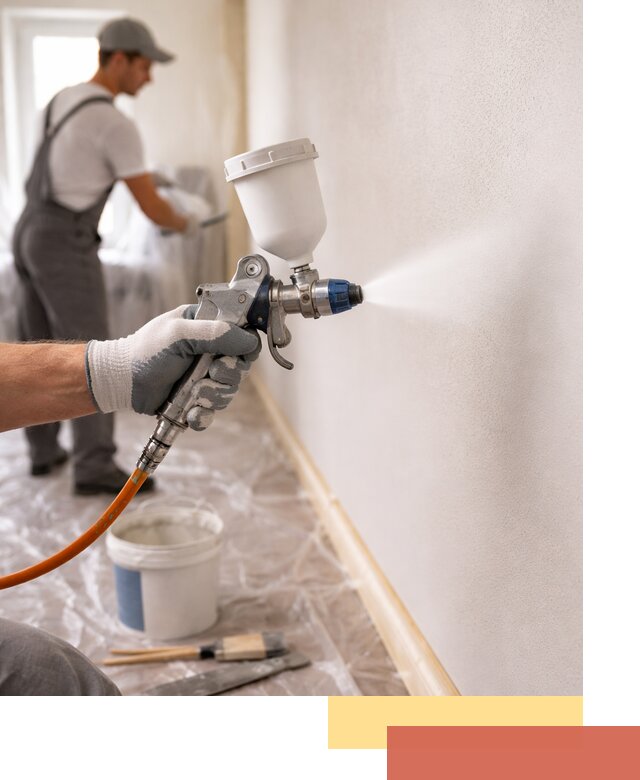 Покраска стен краскопультом в Кронштадте быстро и качественно