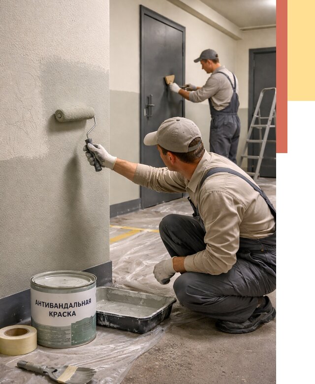Покраска стен антивандальной краской в Кронштадте от 4695 руб./м² под ключ | ОТДЕЛОЧНИК-Крн