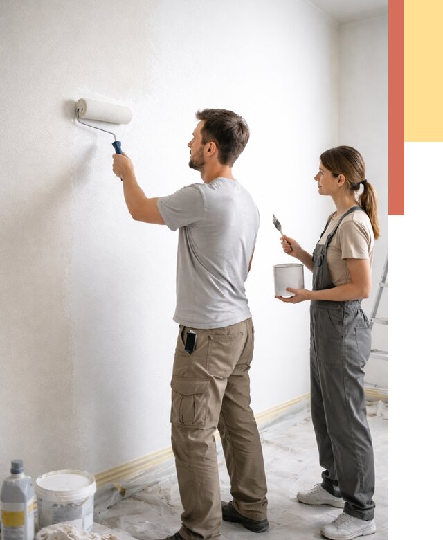 Окраска стен по стеклохолсту в Кронштадте от 4695 руб/м² под ключ | ОТДЕЛОЧНИК-Крн