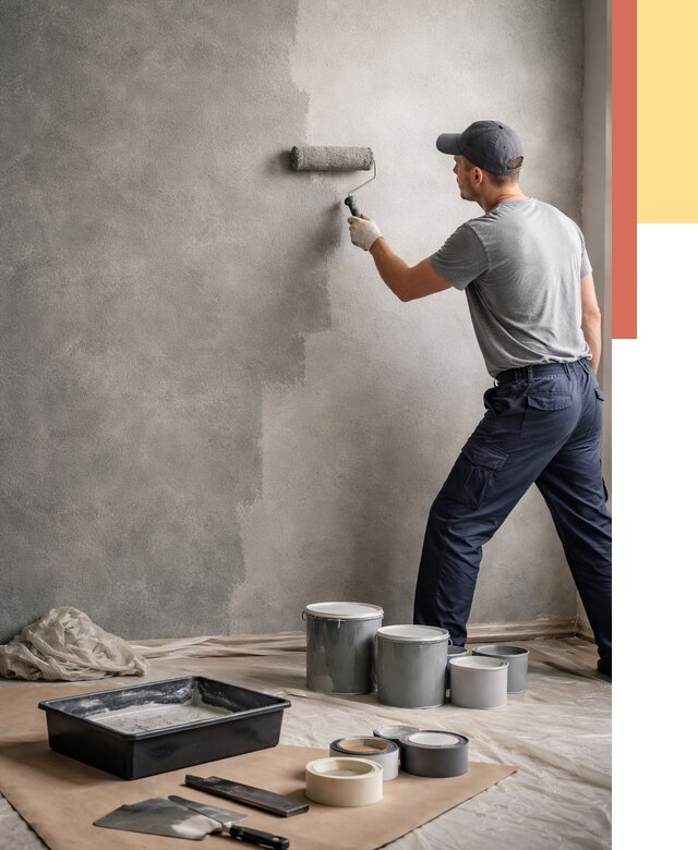 Покраска стен под бетон в Кронштадте от 678 руб. за м2 — быстро и недорого | ОТДЕЛОЧНИК-Крн