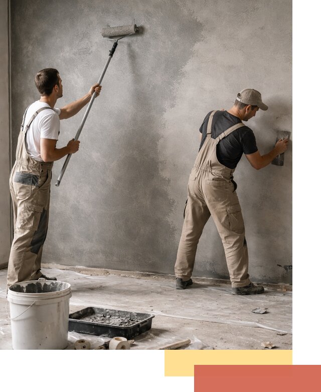 Покраска стен под бетон в Кронштадте профессионально и недорого