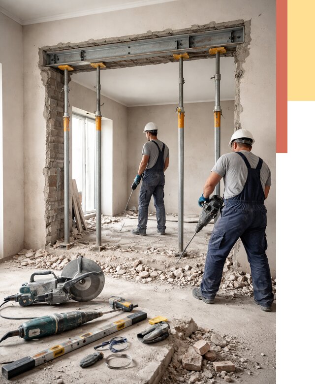 Прорезка проема в стене в Кронштадте от 4695 руб. — быстро и недорого | ОТДЕЛОЧНИК-Крн