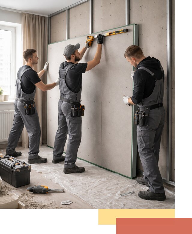 Шумоизоляция стен панелями ЗИПС в Кронштадте для жилых и коммерческих помещений