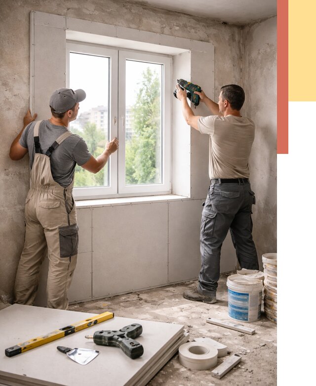 Монтаж откосов из гипсокартона в Кронштадте от 4695 руб. под ключ | ОТДЕЛОЧНИК-Крн