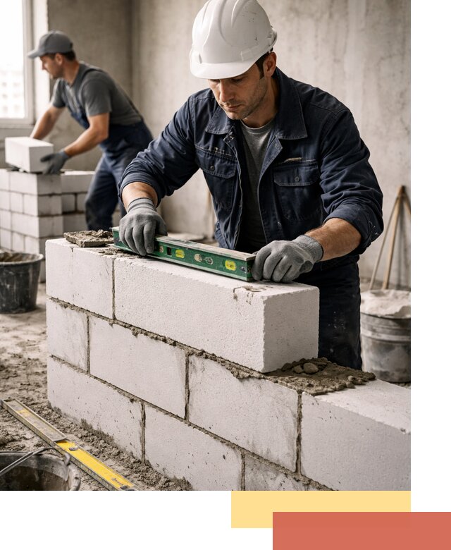 Кладка перегородок из пеноблока под ключ в Кронштадте