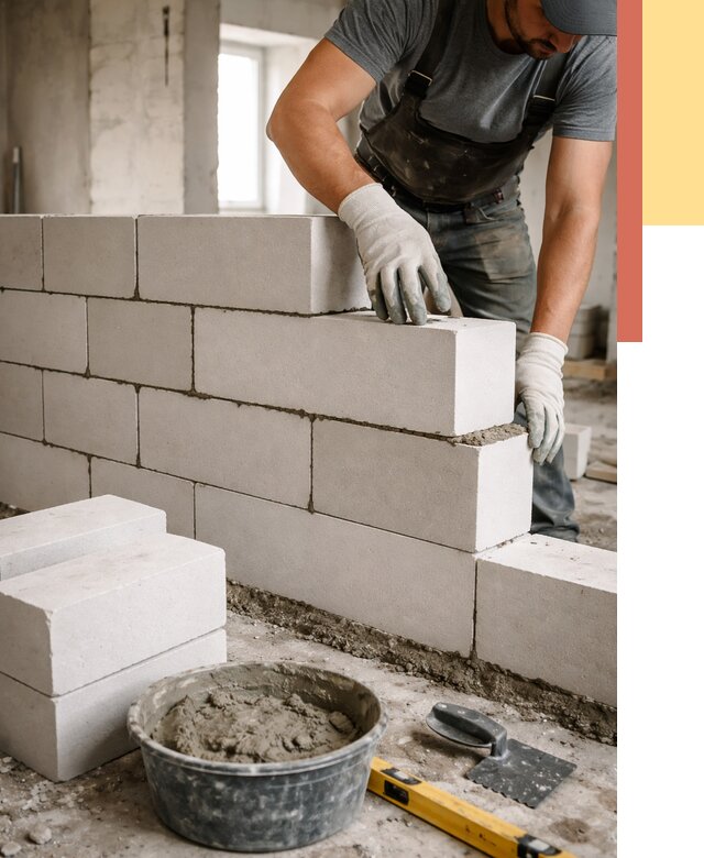 Кладка перегородок из силикатного блока в Кронштадте от 4174 руб. под ключ | ОТДЕЛОЧНИК-Крн