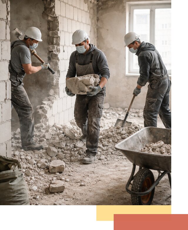 Демонтаж блочных перегородок в Кронштадте быстро и аккуратно