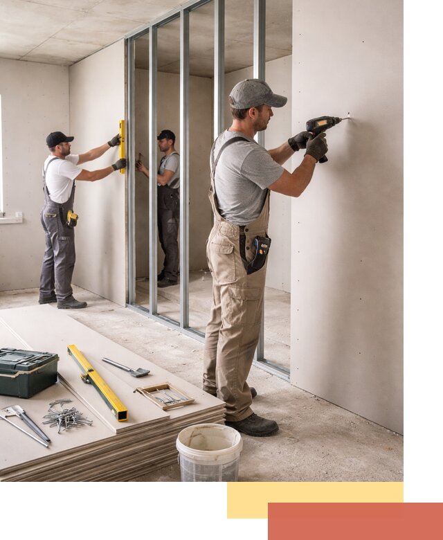 Однослойная перегородка из гипсокартона в Кронштадте под ключ, монтаж и отделка