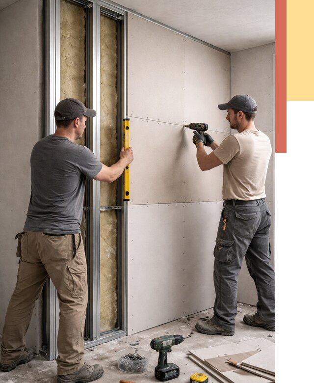 Монтаж двухслойной перегородки из гипсокартона в Кронштадте от 1513 руб. | ОТДЕЛОЧНИК-Крн