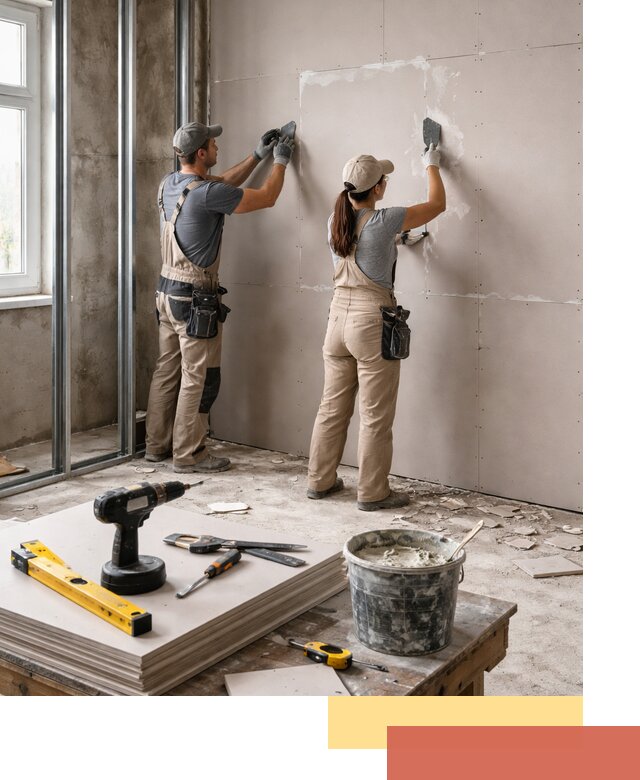 Монтаж двухслойной перегородки из гипсокартона в Кронштадте