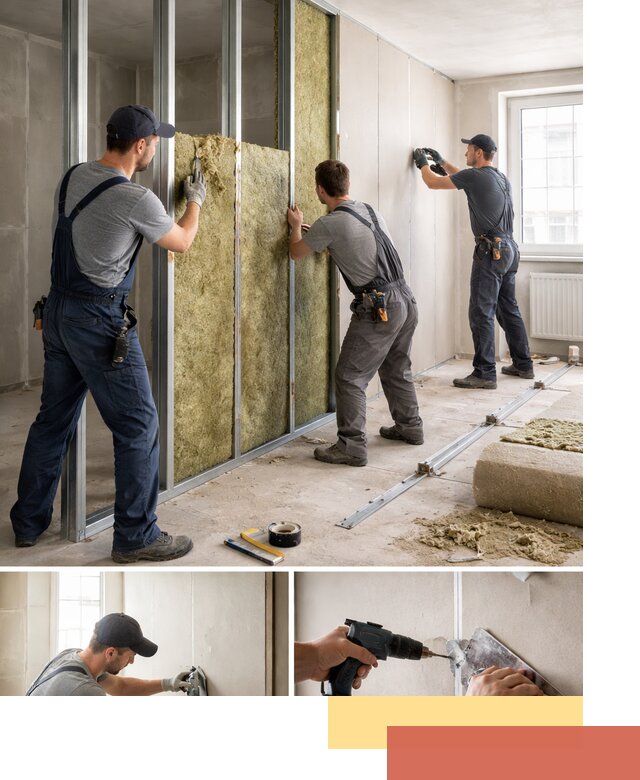 Перегородка из гипсокартона с шумоизоляцией в Кронштадте — монтаж под ключ