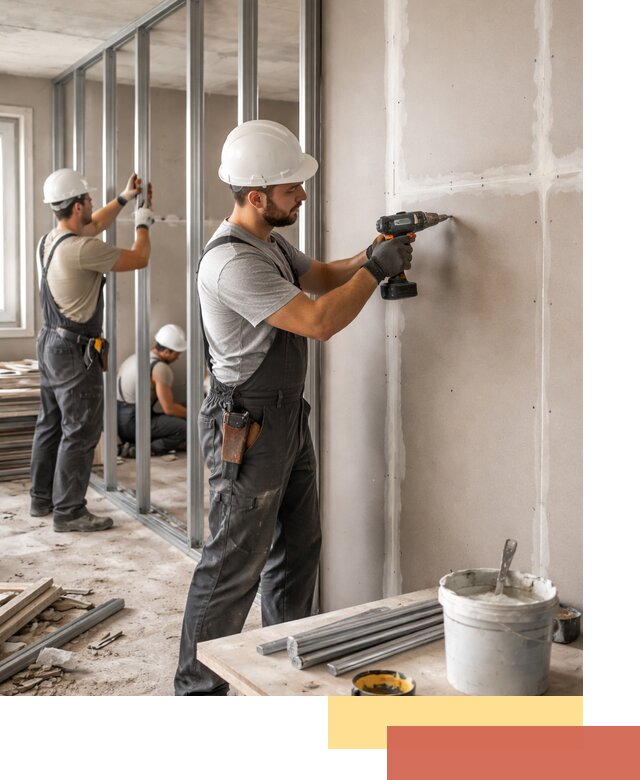 Перегородки из огнестойкого гипсокартона в Кронштадте под ключ