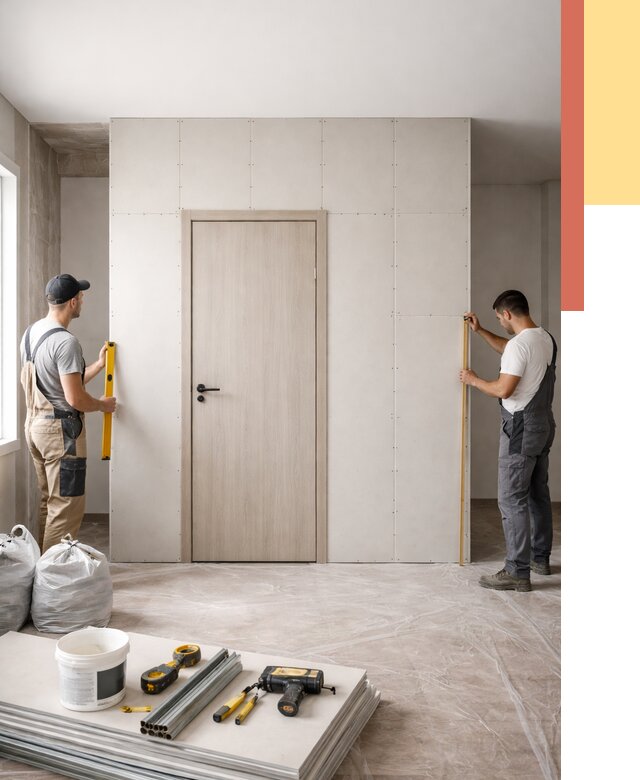 Перегородка из гипсокартона с дверью в Кронштадте от 4695 руб. под ключ | ОТДЕЛОЧНИК-Крн