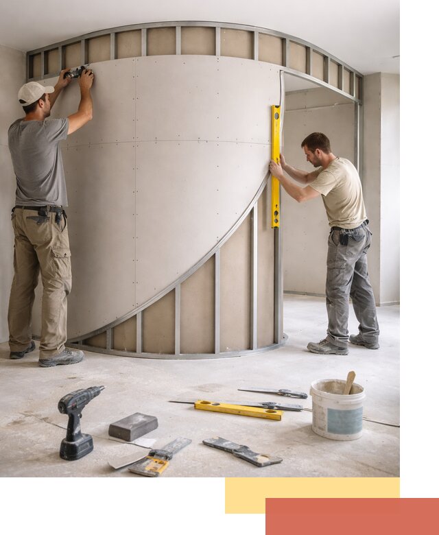 Радиусная перегородка из гипсокартона в Кронштадте под ключ