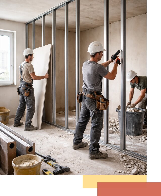 Перенос гипсокартонной перегородки в Кронштадте профессионально и быстро