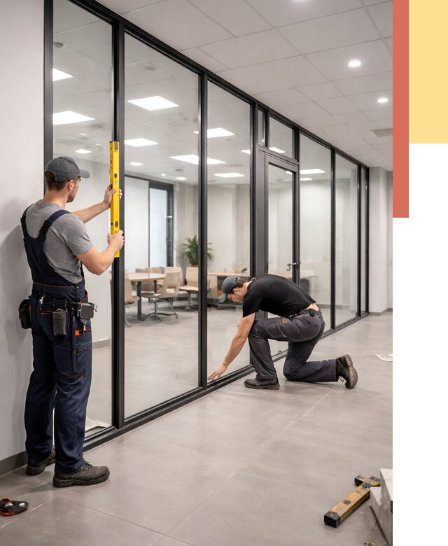 Каркасные стеклянные перегородки в Кронштадте под ключ от 9599 руб. | ОТДЕЛОЧНИК-Крн