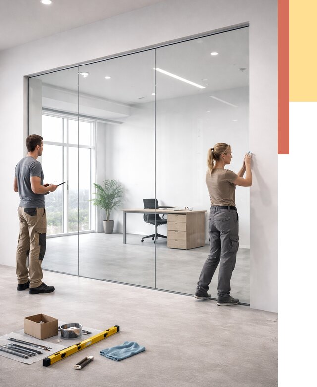 Перегородки из закаленного стекла в Кронштадте от 9912 руб. под ключ | ОТДЕЛОЧНИК-Крн