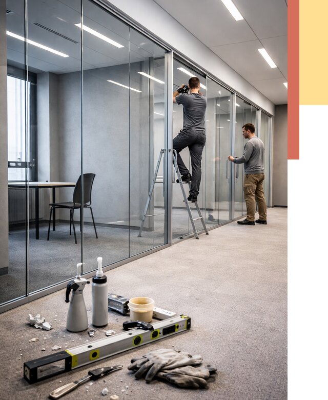 Стеклянные офисные перегородки в Кронштадте от 8869 руб. — монтаж и установка | ОТДЕЛОЧНИК-Крн