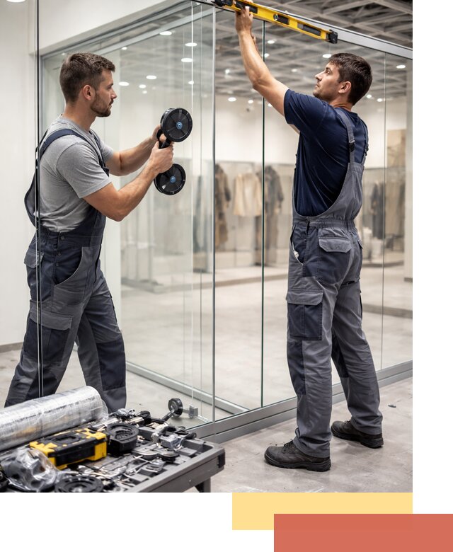 Стеклянные перегородки для магазинов в Кронштадте — монтаж и установка