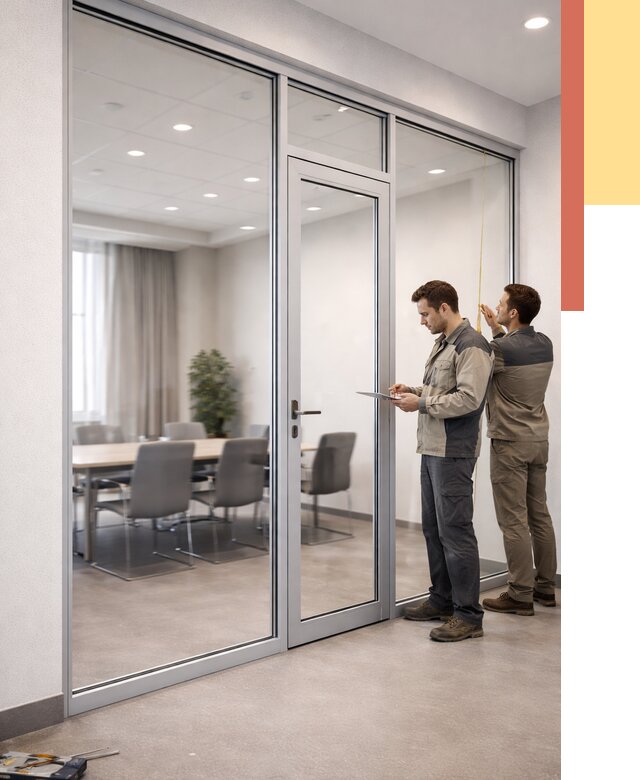 Установка и монтаж алюминиевых перегородок со стеклом в Кронштадте от 8556 руб. | ОТДЕЛОЧНИК-Крн