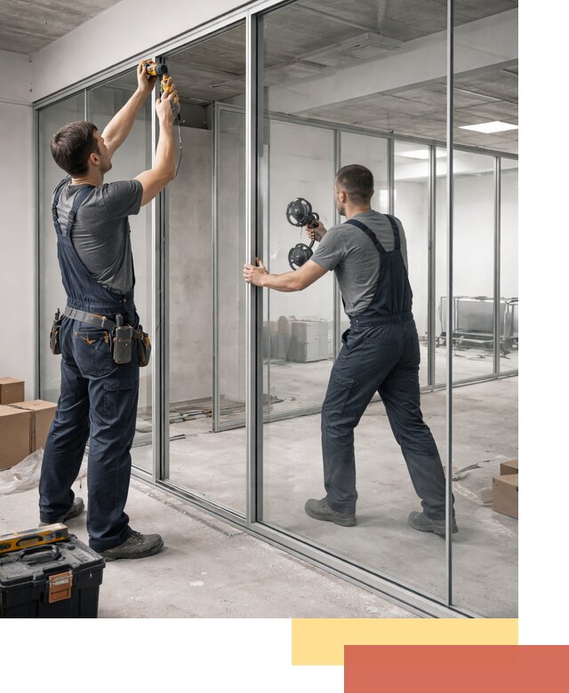 Алюминиевые перегородки со стеклом в Кронштадте — изготовление и монтаж