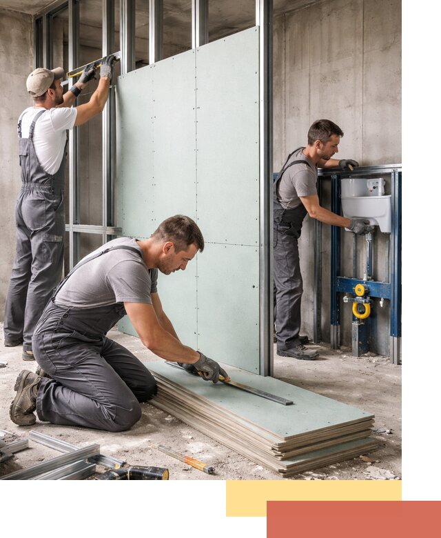 Монтаж и ремонт сантехнических перегородок в Кронштадте