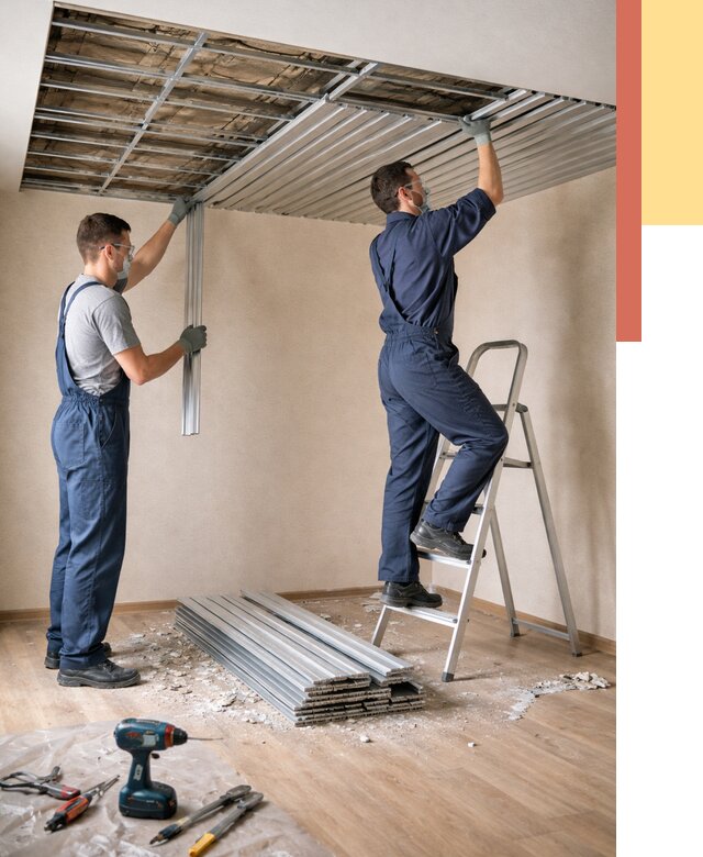 Демонтаж реечного потолка в Кронштадте от 4695 руб. быстро и недорого | ОТДЕЛОЧНИК-Крн