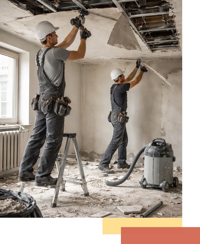 Демонтаж гипсокартонного потолка в Кронштадте быстро и аккуратно