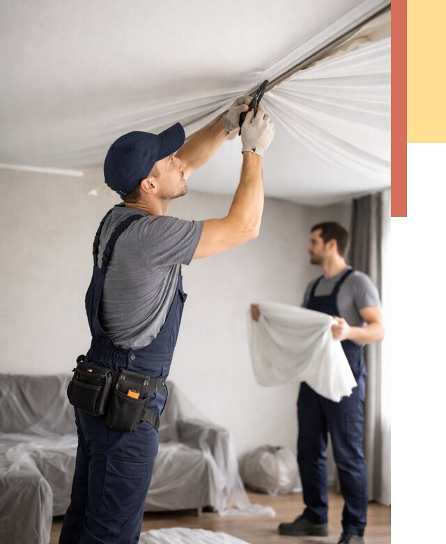 Демонтаж натяжного потолка в Кронштадте от 4695 руб. — снятие и разбор под ключ | ОТДЕЛОЧНИК-Крн