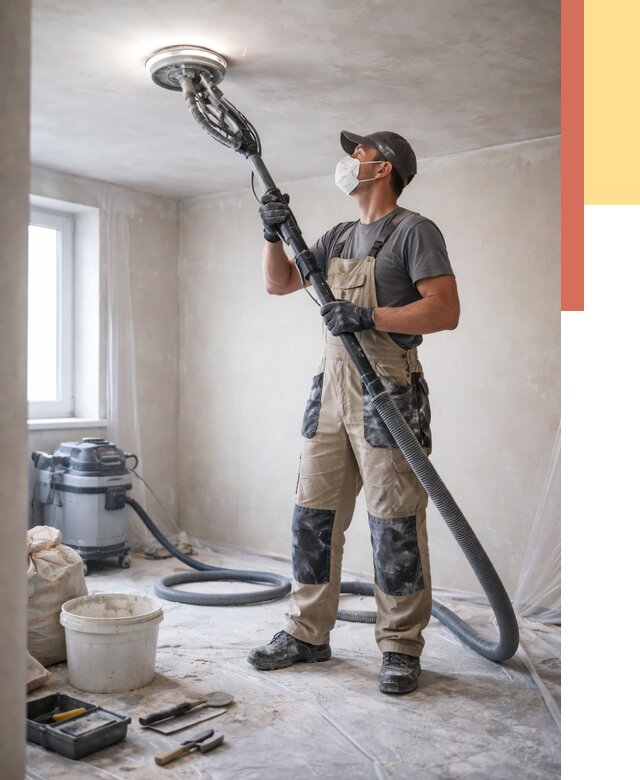 Шлифовка потолка в Кронштадте от 3652 руб. — услуги шлифования потолка | ОТДЕЛОЧНИК-Крн