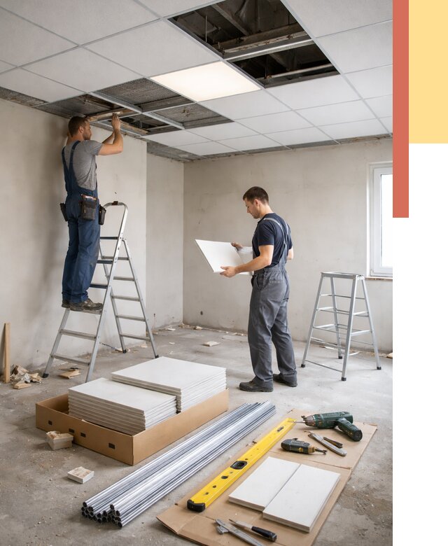 Монтаж потолка армстронг в Кронштадте от 4695 руб/м2 — быстрая установка под ключ | ОТДЕЛОЧНИК-Крн