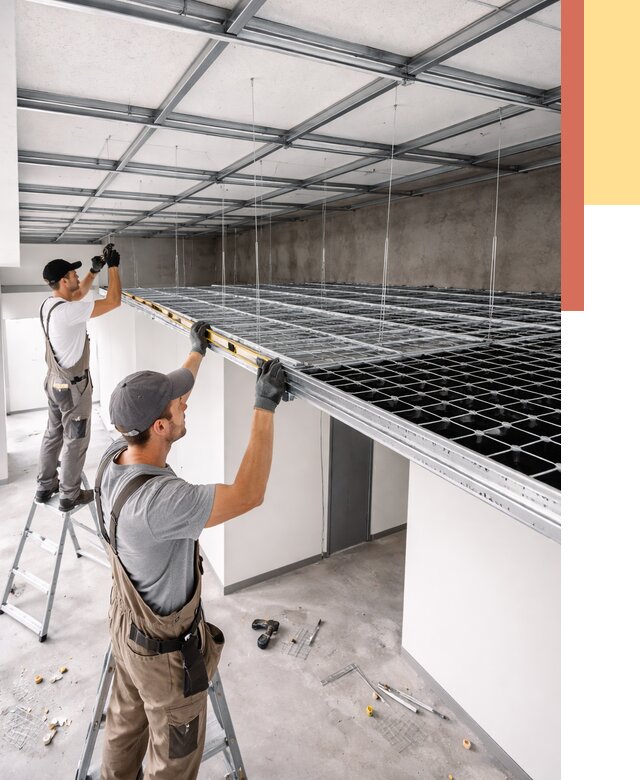 Монтаж потолка грильято в Кронштадте от 470 руб./м² — быстрая сборка под ключ | ОТДЕЛОЧНИК-Крн