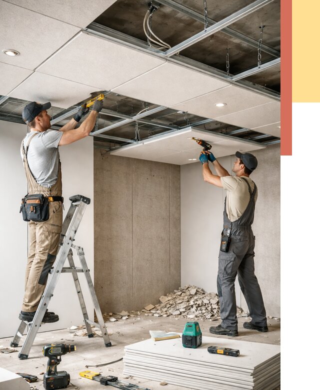 Монтаж акустического потолка в Кронштадте от 6782 руб/м2 — быстро и недорого | ОТДЕЛОЧНИК-Крн