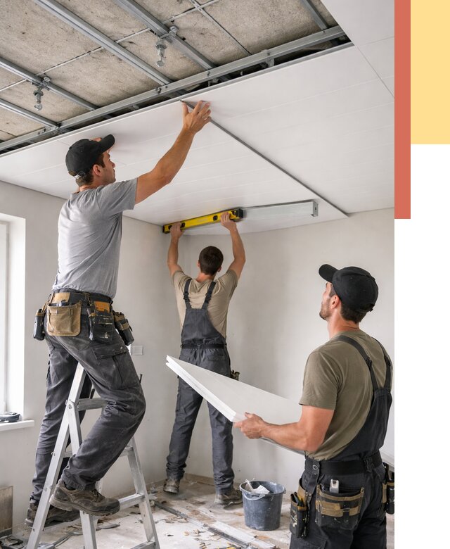 Монтаж потолка из ПВХ панелей в Кронштадте от 3652 руб./м2 — быстро и недорого | ОТДЕЛОЧНИК-Крн